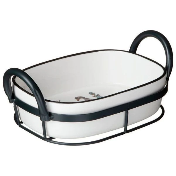 Форма для запекания 1л 25*15*9см фарфор FAMILY FARM на мет. подставке (12)