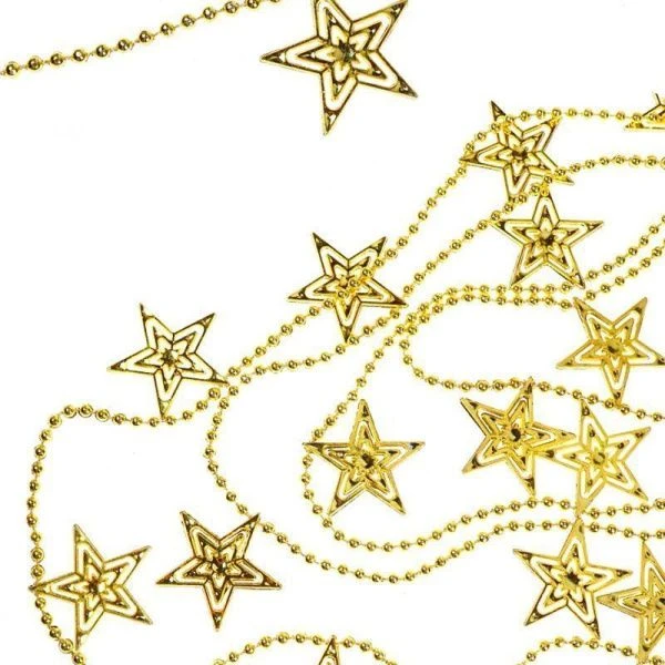 Новогоднее украшение бусы на ёлку золотые "Яркие звезды" НУ-6744