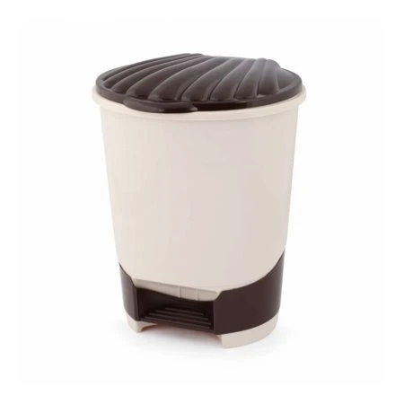 Контейнер для мусора 10л 272*266*337мм пластик слоновая кость с педалью (2)