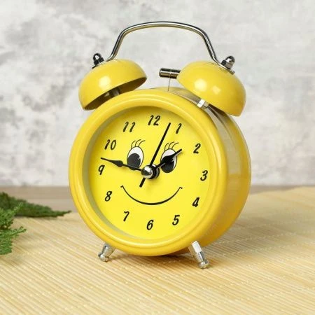 Будильник 13см металл Смайлик 6025-1 (100)