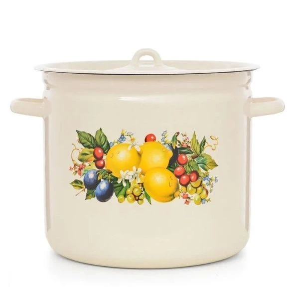 Кастрюля 9л эмаль ИЗОБИЛИЕ цилиндрическая (4)