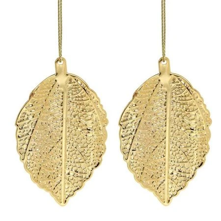 Набор подвесок в виде листьев 8-10см металл золото 4 дизайна СНОУ БУМ