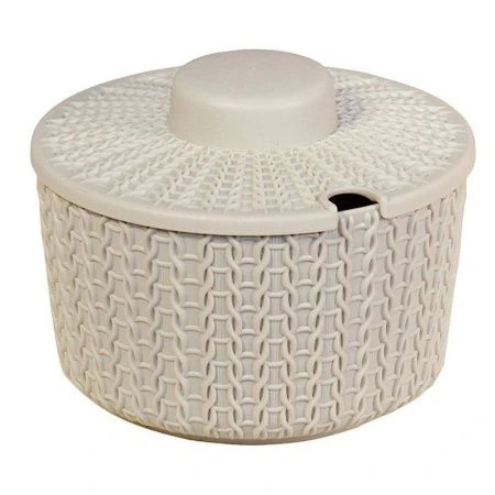 Сахарница 450мл пластик ВЯЗАНИЕ Белый ротанг (20) ВЫВОД