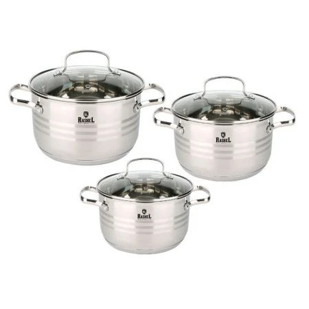 Набор кастрюль 3пр 3,6/4,7/6л нерж.сталь МАРИЯ со стекл.крышками R-346T (4)