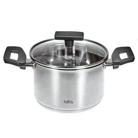 Кастрюля 2,1л нерж.сталь ВЕСТА стекл.крышка 16см h10,5см индукц.капс.дно LR02-246 (4)