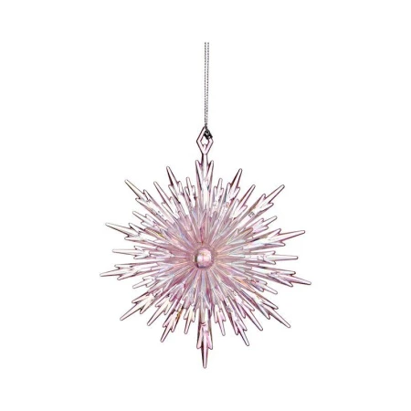 Игрушка новогодняя на елку ЗВЕЗДА 13см пластик розовая (24/288)