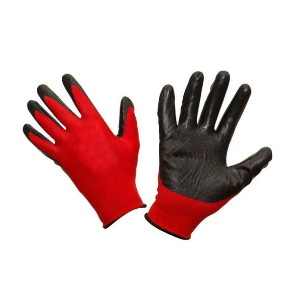 Перчатки нейлоновые с нитриловым обливом  Люкс (красно-черный) (120/360) Перчатки нейлоновые с нитриловым обливом  Люкс (красно-черный) (120/360)