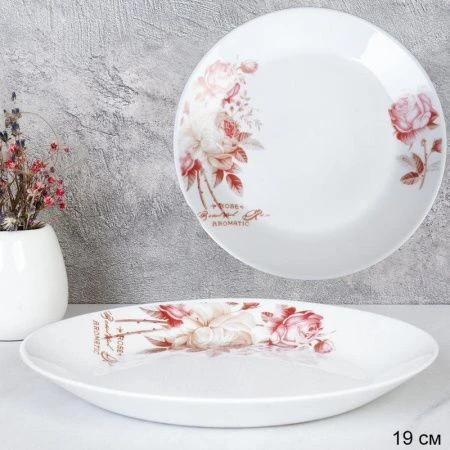 Тарелка мелкая 19см стеклокерамика ЧАЙНАЯ РОЗА десертная EV75 (2024) (6/48)