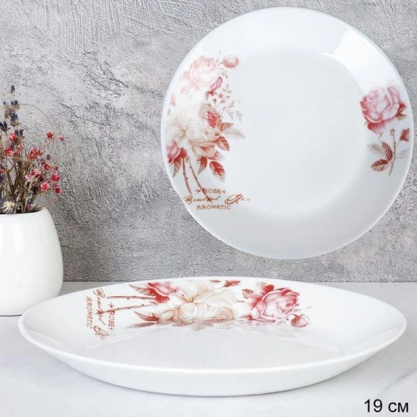 Тарелка мелкая 19см стеклокерамика ЧАЙНАЯ РОЗА десертная EV75 (2024) (6/48)
