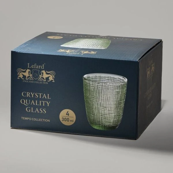 Стаканы набор 4шт 300мл стекло Tempo green (6)