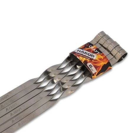 Шампуры набор 6шт 445*10*1мм металл плоские в спайке Скаут (48)