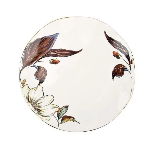 Тарелка мелкая 25*2,5см фарфор отводка золотом ОЛЕАНДР (18)