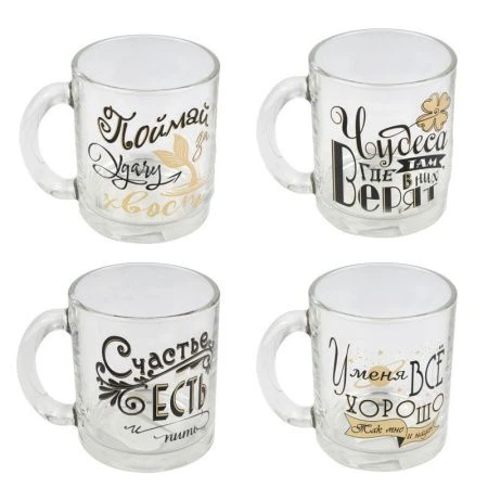 Кружка 320мл стекло Чайная ПОЖЕЛАНИЯ 04с1208 (24)