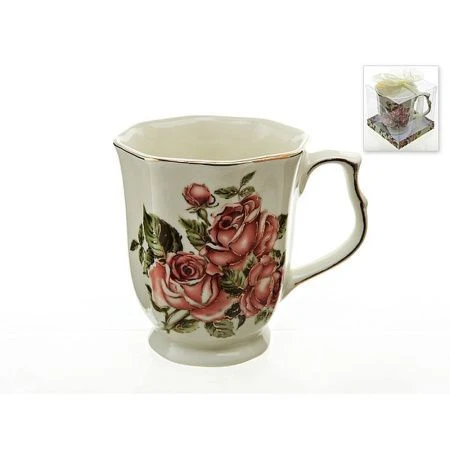 Кружка 350мл фарфор РУБИНОВЫЕ РОЗЫ подар. уп (36)