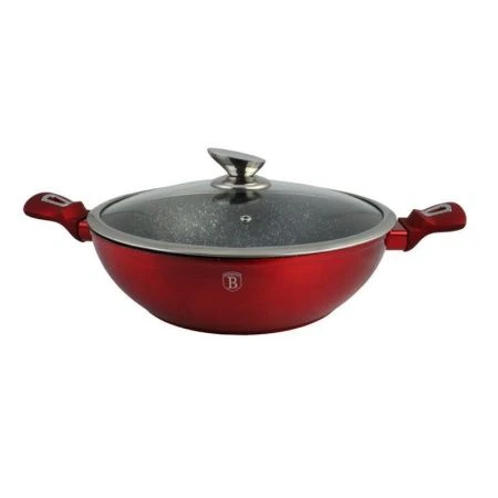 Сковорода-вок 30см алюминий АП Burgundy Metallic Line со стекл.крышкой BH-7110 (6)