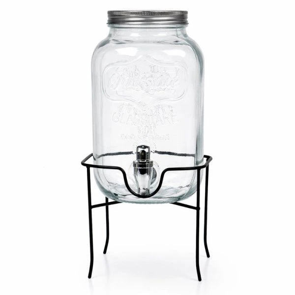 Банка для лимонада 4л стекло на мет.подставке 1999-4000 (8)