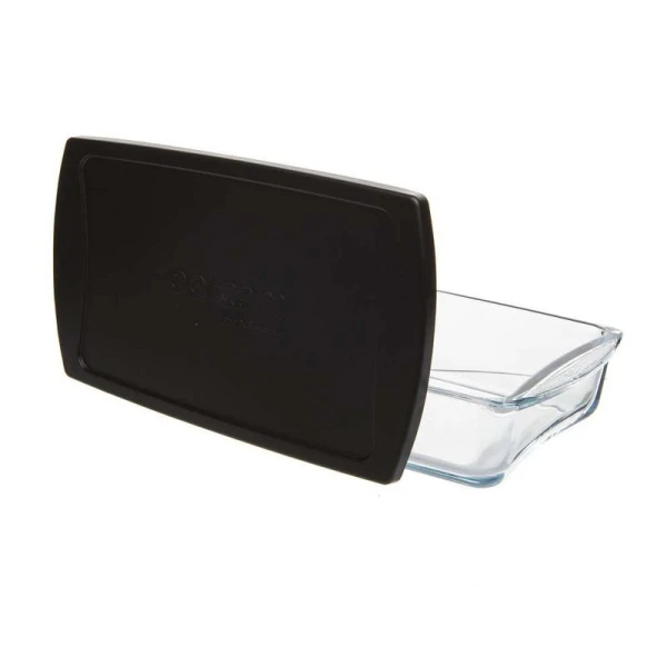 Форма для запекания 2л 22*25,6см стекло БОРКАМ квадратная с черной пласт.крышкой 59034PLS (6)