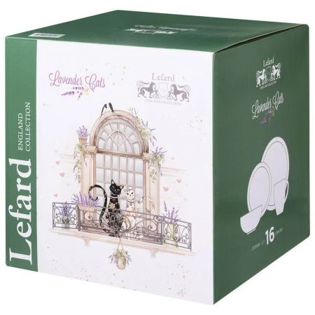 Столовый набор 16пр на 4 персоны фарфор ЛАВАНДОВЫЕ КОТЫ (2)