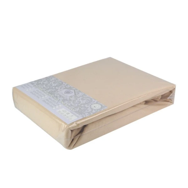 Простыня на резинке 1,5сп трикотаж ДомаРу Бежевый 120*200*20