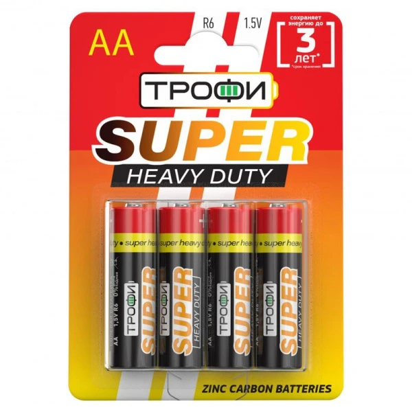 Батарейки набор 4шт. Трофи SUPER HEAVY DUTY Zinc R6-4BL (40)
