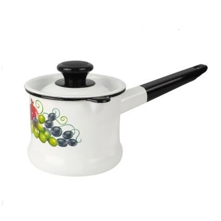 Ковш 1л эмаль ВОСТОЧНЫЕ ДАРЫ белый с рис. с крышкой 90204-072/4 (8)