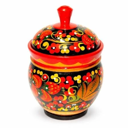 Солонка 12,5*7,5см дерево с хохломской росписью Большая (1)