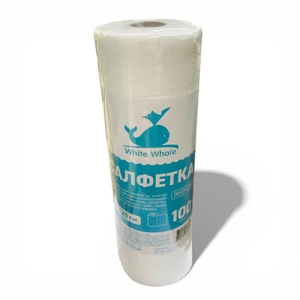 Салфетки вискоза/полиэфир White Whale спанлейс 100шт. 30*20см рулон  35г/м2 (32)