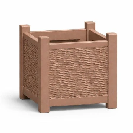 Кашпо 70л 530*530*470мм пластик ПРОВАНС плетеное квадратное мокко (1)