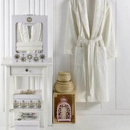 Халат махровый с шалевым воротником PHILIPPUS ZENIT XXXL (р-р 54) кремовый A002