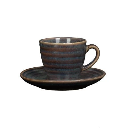 Кофейный набор 2пр фарфор TERRA на 1 персону 90мл сине-коричневый [4626F/4627F] (6)