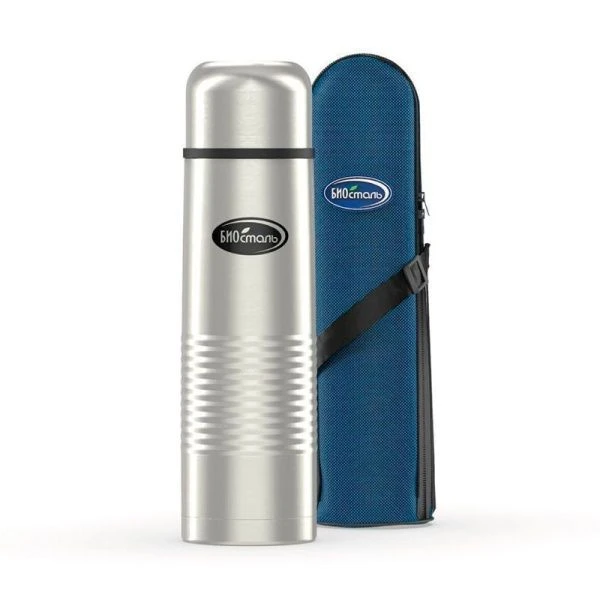 Термос 1,2л (32-40ч) нерж.сталь с чехлом NB-1200B