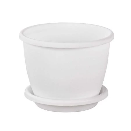 Горшок цветочный 3л пластик АФИНА с поддоном белый (24)