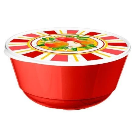 Миска 2л пластик Bergamo СИЛИЦИЯ с крышкой красный (20) 223135206/04