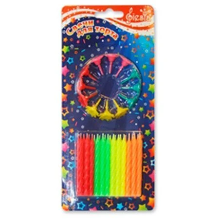 Набор свечей для торта стеарин Витые цветные 24шт. 6см арт. E24A (24) Набор свечей для торта стеарин Витые цветные 24шт. 6см арт. E24A (24)