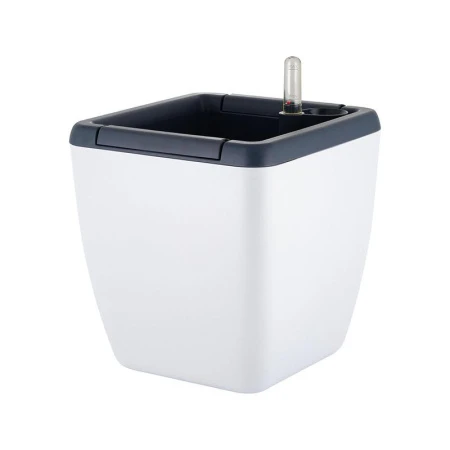 Горшок для цветов 5л пластик Munchen с вставкой 2,2л квадратный с автополивом белоснежный жасмин (8)