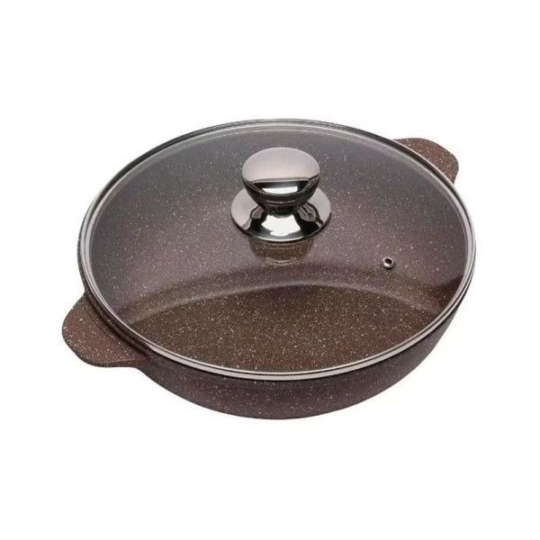 Жаровня 28см алюминий АП АЛТАЙ стекл.крышка (6)