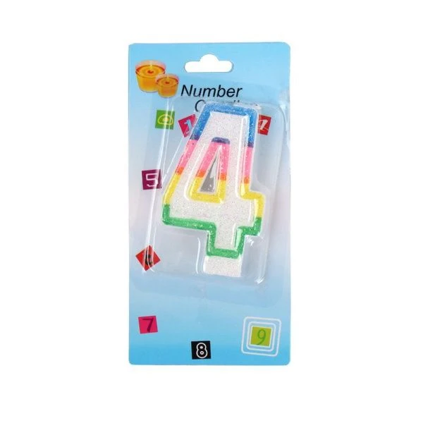 Свеча в торт парафин Цифра 4 KL-1 (12/900)