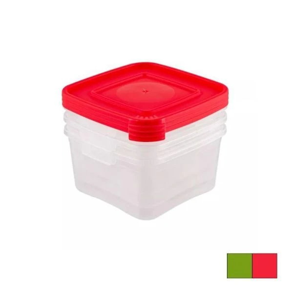 Контейнер пищевой набор 3пр пластик КАСКАД 2 квадро 1л 145*145*115мм  (28)