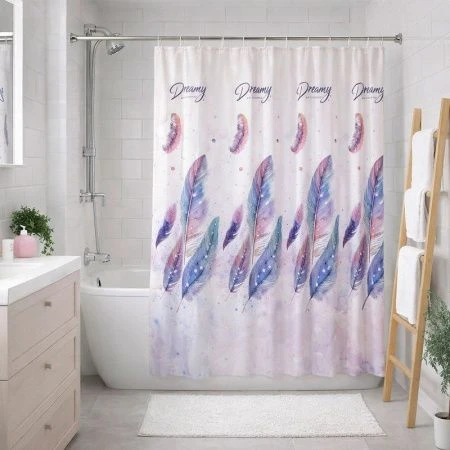 Штора для ванной 70%EVA/30%PE 180*180 ПЕРЬЯ JC-13713 (48)