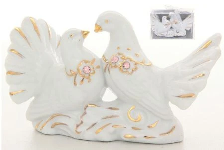 яяяФигурка Пара голубей стразы 12см в п/у с бантиком