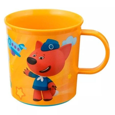 Кружка детская 200мл пластик МИ-МИ-МИШКИ оранжевая с нескользящим дном (15)