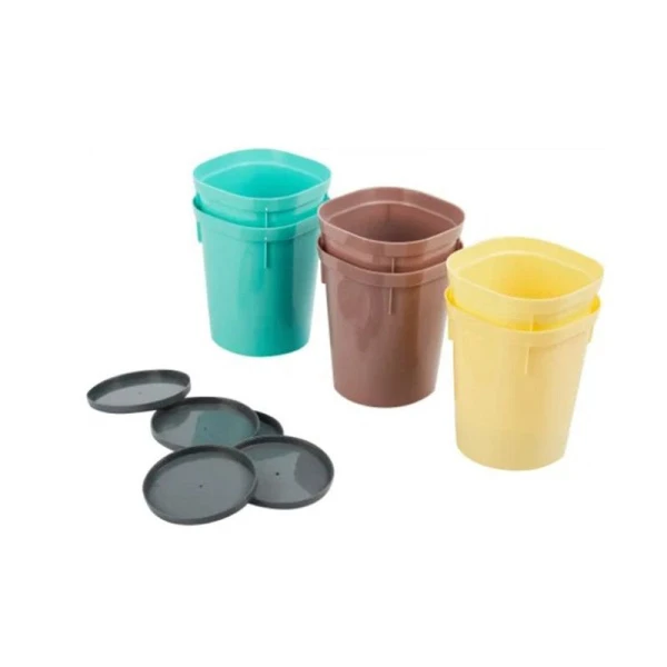 Набор многоразовых горшков для рассады 6шт*400мл пластик со съемным дном микс (24) ВЫВОД