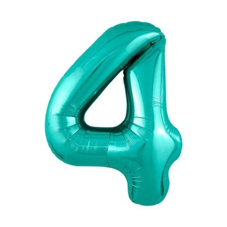 Шар фольгированный Цифра 4 Бискайский зеленый 40" (102см) Slim
