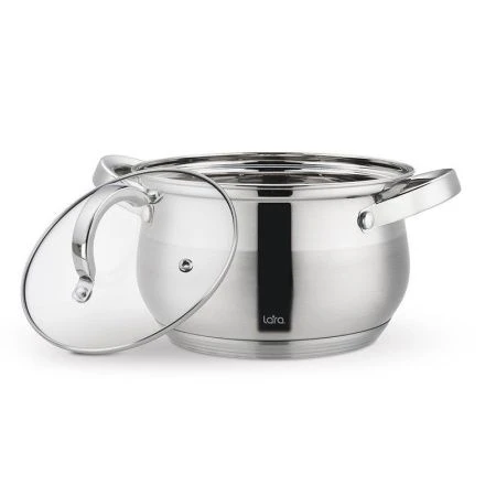 Кастрюля 3,9л h12,5см нерж.сталь СИМФОНИЯ стекл.крышка 20см, 5-ти сл.капс..индукц.дно LR02-462 (4)