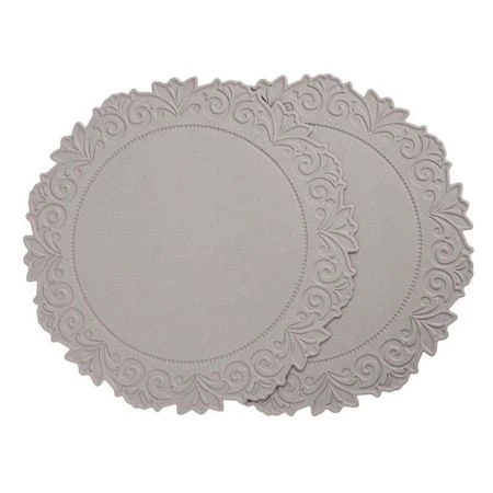 Салфетки сервировочные набор 2шт 38см ПВХ Экокожа серый (25)