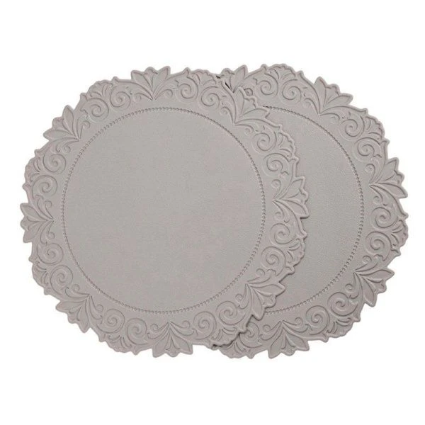 Салфетки сервировочные набор 2шт 38см ПВХ Экокожа серый (25)