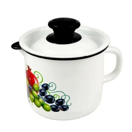 Кружка 1л эмаль ВОСТОЧНЫЕ ДАРЫ с крышкой белая с рис. 40204-072/4 (18/9) Кружка 1л эмаль ВОСТОЧНЫЕ ДАРЫ с крышкой белая с рис. 40204-072/4 (18/9)