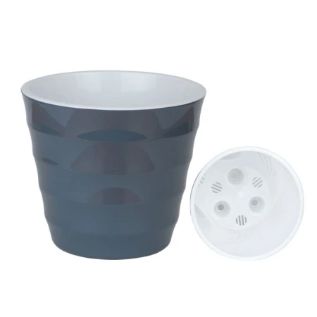 Горшок цветочный 6л 23,5*22,5см пластик ЛАУРА с вкладкой антрацит (9)