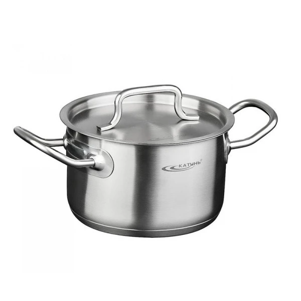 Кастрюля 1л нерж.сталь ОБЩЕПИТ мет.крышка d14см h7см капс.дно ТРС КТ-ОБ-01 (4)