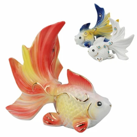 Фигурка Рыбка фарфор 11*12см красная/белая/синяя F2113BB (144)